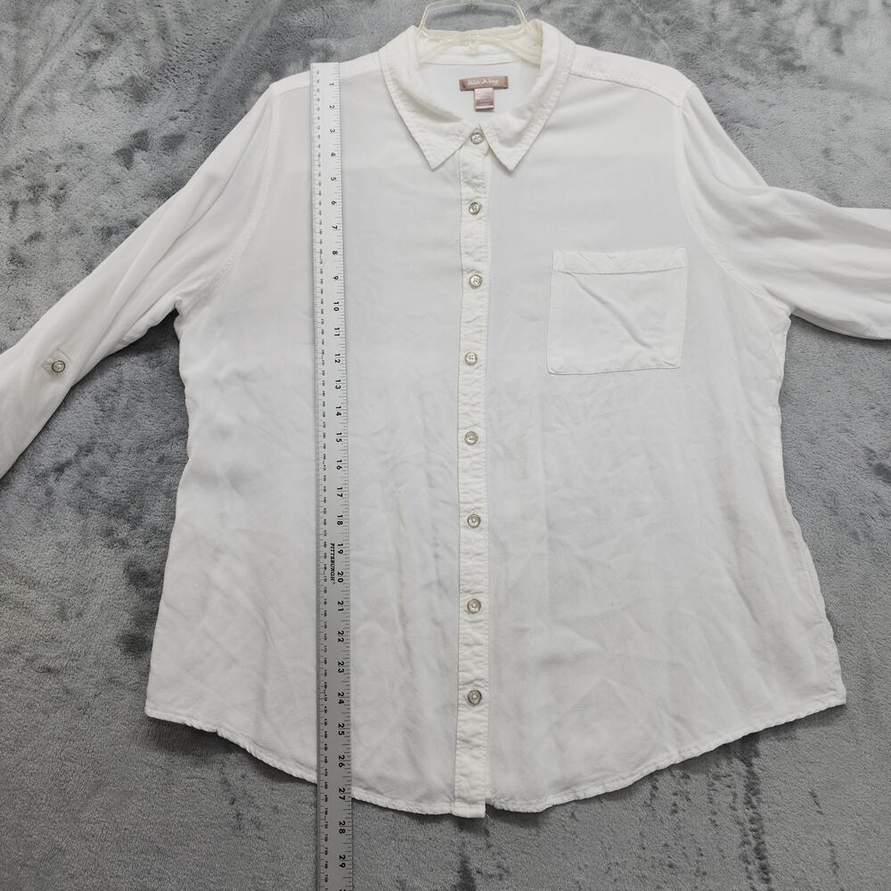 Vintage White Stag Top Womens XXL/2XL White Rayon Roll Tab Long Sleeve Casual - Picture 9 of 10